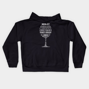 Wine Names shaped as a Wine Glass : Wine Collection Art Kids Hoodie